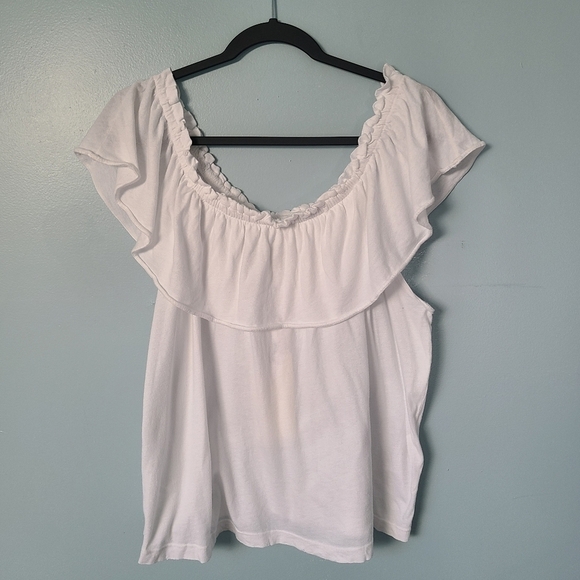 Current/Elliott White The Ruffle Top Off Shoulder Blouse - Picture 2 of 5